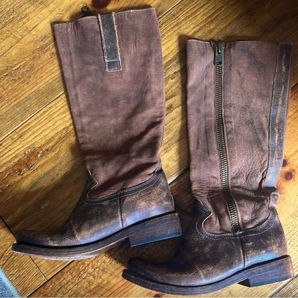 SOLD FREEBIRD by STEVEN BRUSSEL Distressed Leather/Suede Boot/side zipper size 7
